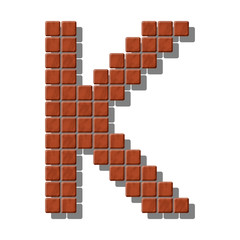Letter K made from realistic stone tiles
