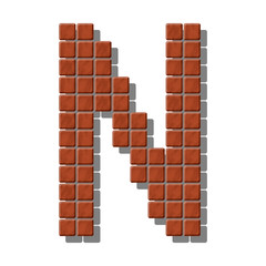 Letter N made from realistic stone tiles