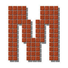 Letter M made from realistic stone tiles