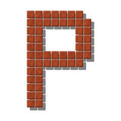 Letter P made from realistic stone tiles