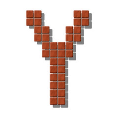 Letter Y made from realistic stone tiles