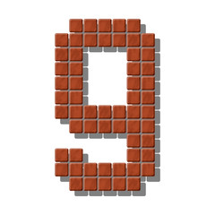Number 9 made from  realistic stone tiles