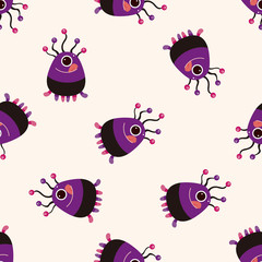 bizarre monster , cartoon seamless pattern background