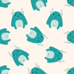 bizarre monster , cartoon seamless pattern background