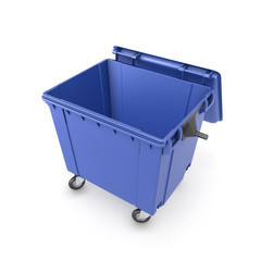 Trash can on wheels isolated