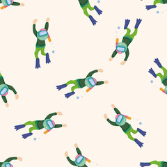 diver , cartoon seamless pattern background