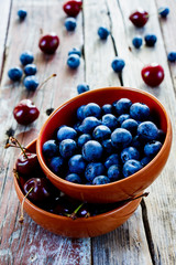 blueberries and cherries