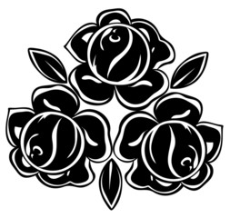 isolated illustration of black and white roses