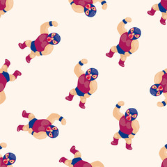 Wrestler , cartoon seamless pattern background