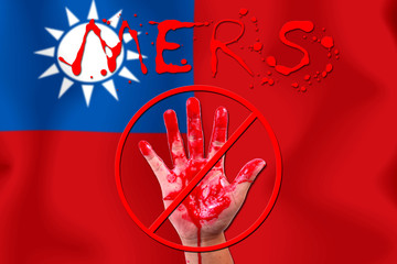 Concept show hand stop MERS Virus epidemic Chinese Taipe flag ba