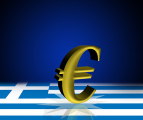 Euro down on Greece flag
