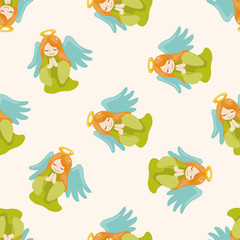 angel , cartoon seamless pattern background