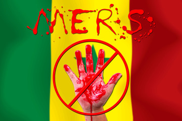 Concept show hand stop MERS Virus epidemic  SENEGAL flag backgro