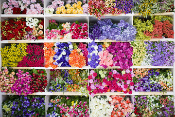 a lot of artificial flower in the market