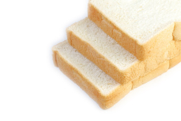 Slice bread stack on white background.
