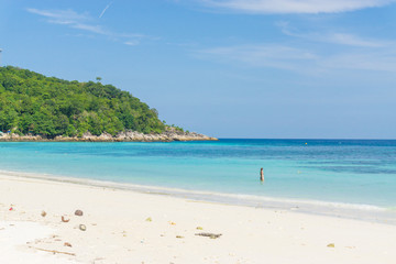 Fototapeta na wymiar Sand and beach with blue sky, Lipe island
