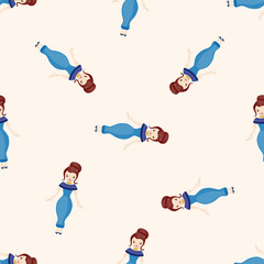 lady girl cartoon , cartoon seamless pattern background