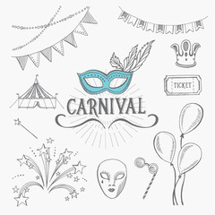 Carnival icons, sketch design.