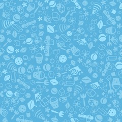 Background with the image of children's toys and insects.