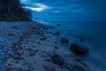 Baltic shore photographed at night