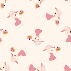 animal having afternoon tea , cartoon seamless pattern background