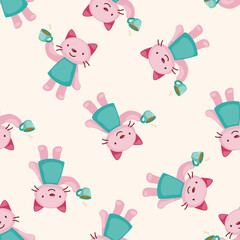 animal having afternoon tea , cartoon seamless pattern background