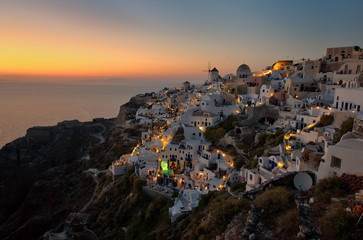 Oia Santorini Greece famous with romantic and beautiful sunsets