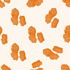 Fried foods theme chicken nuggets , cartoon seamless pattern background