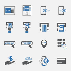 ATM and money business icon set.jinkzcircleline