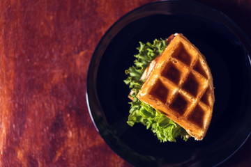 Ham and cheese sandwich served with hot coffee