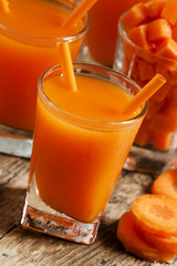 Carrot juice, selective focus