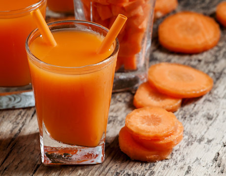 Carrot juice, selective focus