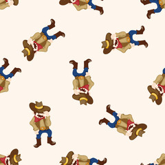 cowboy , cartoon seamless pattern background