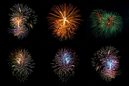 Beautiful colorful fireworks display on celebration night 