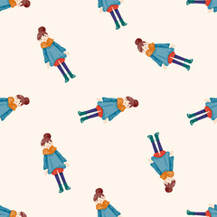 lady girl cartoon , cartoon seamless pattern background