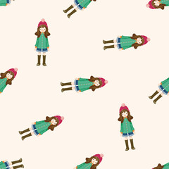 lady girl cartoon , cartoon seamless pattern background