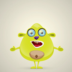 Green Cartoon cute monster