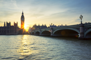 Fototapeta na wymiar Big Ben clock tower in London at sunset