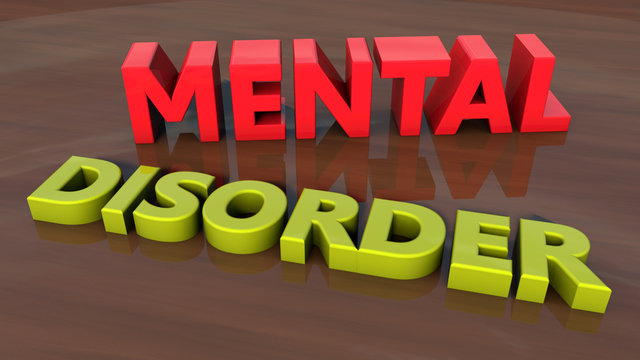 Mental disorder 3d text and floor
