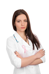 doctor with pink  ribbon