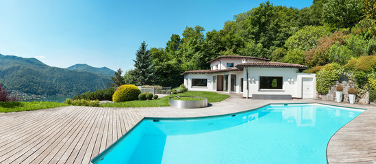 villa with swimming pool - obrazy, fototapety, plakaty