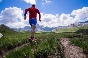Running on the Alps mountains