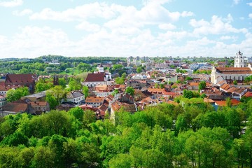 Fototapeta na wymiar View to the Vilnius city from Gediminas castle hill