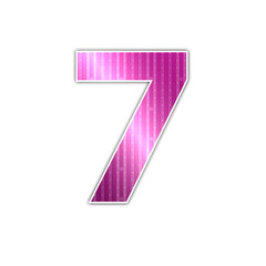 Glossy number 7 white background pattern