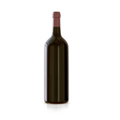 A bottle of wine on a white background