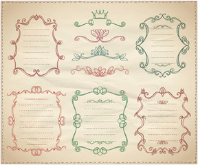 Vintage dividers and frame lists collection on a paper
