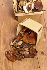 Dehydrated Dried Mushrooms. Selective focus.
