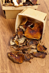Dehydrated Dried Mushrooms. Selective focus.