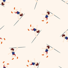 Fototapeta na wymiar Track and field athletes , cartoon seamless pattern background