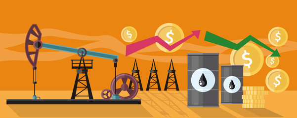 Fototapeta na wymiar Graphic Changes in Oil Prices Production